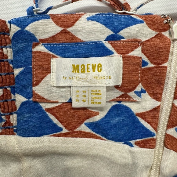 Geometric Blue and Brown Mini Dress - Picture 5 of 13